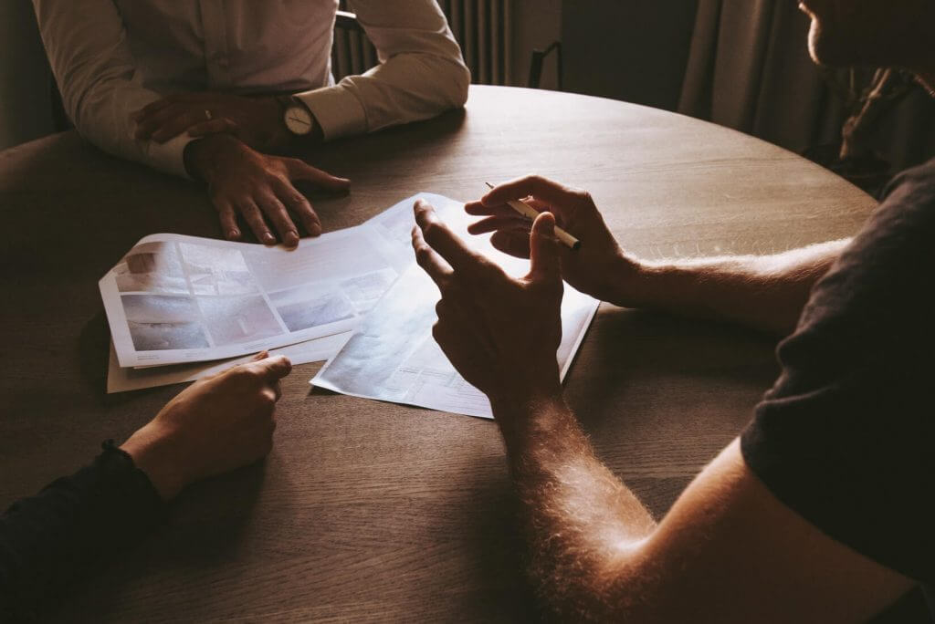 People talking around a table